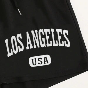 Letter Graphic Drawstring Şort