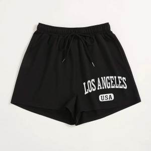 Letter Graphic Drawstring Şort
