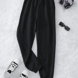 Letter Graphic Drawstring Waist 4 Mevsim Eşofman