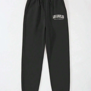 Letter Graphic Drawstring Waist 4 Mevsim Eşofman