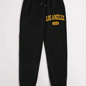 Letter Graphic Drawstring Waist 4 Mevsim Eşofman