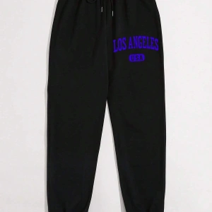 Letter Graphic Drawstring Waist 4 Mevsim Eşofman