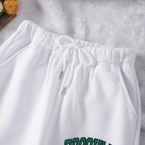 Letter Graphic Drawstring Waist 4 Mevsim Eşofman