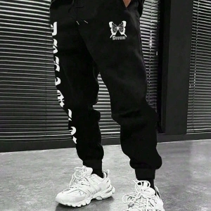 Letter Graphic Drawstring Waist Eşofman Altı