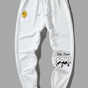 Letter Graphic Drawstring Waist Eşofman Altı