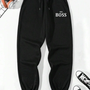 Letter Graphic Drawstring Waist Pants