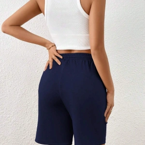 Letter Graphic Drawstring Waist Şort