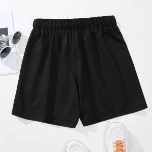 Letter Graphic Drawstring Waist Şort