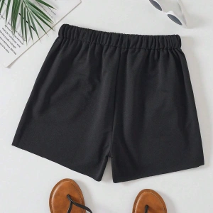 Letter Graphic Drawstring Waist Şort