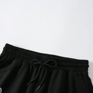 Letter Graphic Drawstring Waist Şort