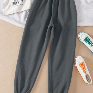 Letter Graphic Drawstring Waist Thermal Lined 4 Mevsim Eşofman