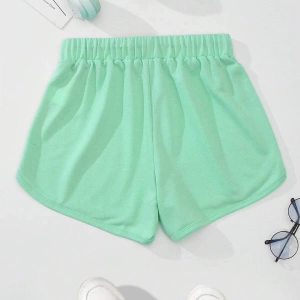 Letter Graphic Drawstring Waist Track Şort