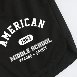 Letter Graphic Drawstring Waist Track Şort