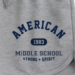 Letter Graphic Drawstring Waist Track Şort