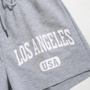 Letter Graphic Drawstring Waist Track Şort