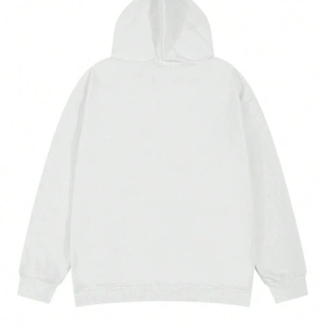 Letter Graphic Drop Shoulder Oversized Hoodie Beyaz