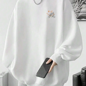 Letter Graphic Drop Shoulder Sweatshirt Beyaz