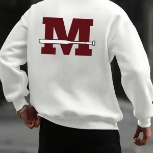 Letter Graphic Drop Shoulder Sweatshirt Beyaz