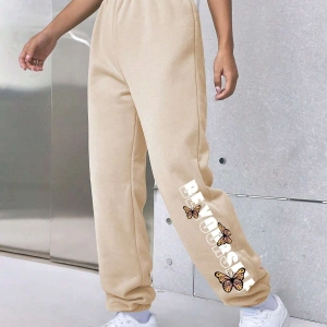 Letter Graphic Elastic Waist 4 Mevsim Eşofman