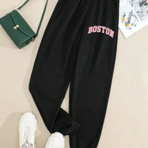 Letter Graphic Elastic Waist 4 Mevsim Eşofman