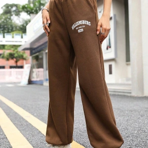 Letter Graphic Elastic Waist 4 Mevsim Eşofman