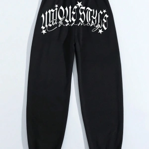 Letter Graphic Elastic Waist 4 Mevsim Eşofman