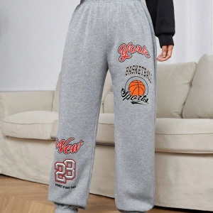 Letter Graphic Elastic Waist 4 Mevsim Eşofman