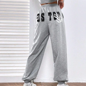 Letter Graphic Elastic Waist 4 Mevsim Eşofman