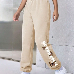 Letter Graphic Elastic Waist 4 Mevsim Eşofman