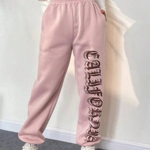 Letter Graphic Elastic Waist 4 Mevsim Eşofman