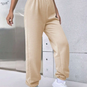 Letter Graphic Elastic Waist 4 Mevsim Eşofman