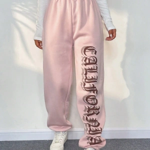 Letter Graphic Elastic Waist 4 Mevsim Eşofman