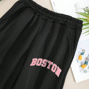 Letter Graphic Elastic Waist 4 Mevsim Eşofman