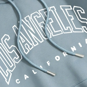 Letter Graphic Kangaroo Pocket Lined Drawstring Hoodie MAVİRENK