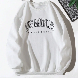 Letter Graphic Lined Sweatshirt Beyaz
