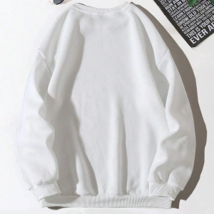 Letter Graphic Lined Sweatshirt Beyaz