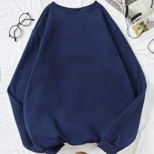 Letter Graphic Lined Sweatshirt Lacivert