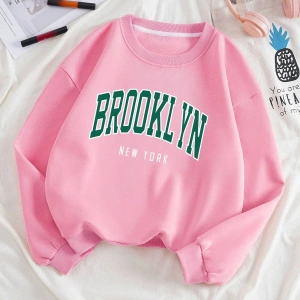 Letter Graphic Lined Sweatshirt Pembe