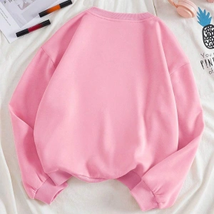 Letter Graphic Lined Sweatshirt Pembe