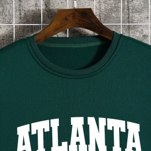 Letter Graphic Lined Sweatshirt Yeşil