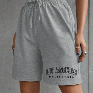 Letter Graphic Tie Front Track Şort