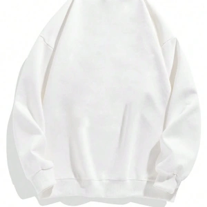 Letter & Tennis Racket Print Drop Shoulder Sweatshirt Beyaz