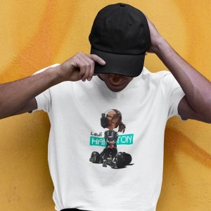Lewis Hamilton Pixel Art Beyaz T-shirt