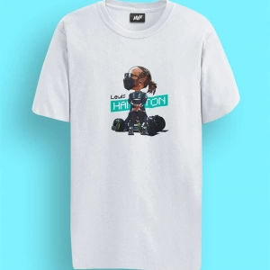 Lewis Hamilton Pixel Art Beyaz T-shirt