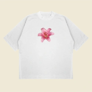 Lillium Baskılı Oversize Unisex Pamuklu Nefes Alan Kalın Kumaşlı