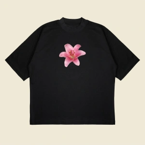 Lillium Baskılı Oversize Unisex Pamuklu Nefes Alan Kalın Kumaşlı