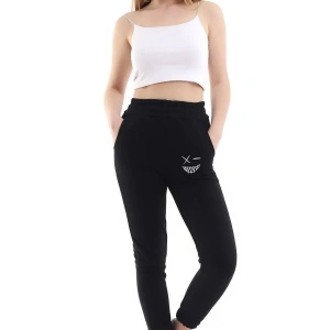 Lion Company Baskılı Siyah Paçası Lastikli Eşofman Unisex ESF01