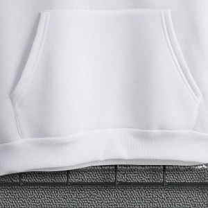 Lip Print Kangaroo Pocket Drawstring Hoodie Beyaz