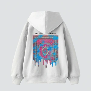 Liquid Rug Baskılı Oversize Unisex Beyaz