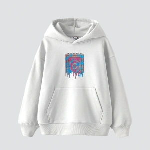 Liquid Rug Baskılı Oversize Unisex Beyaz